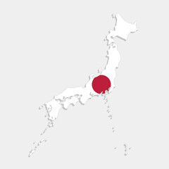japan map with flag on gray background