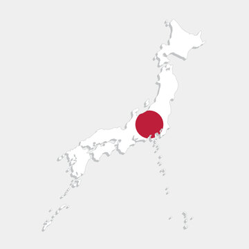 japan map with flag on gray background