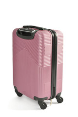 Stylish suitcase isolated on white background