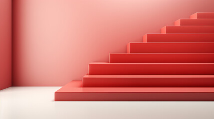 Salmon Pink Serenity: Indoors with Stairs