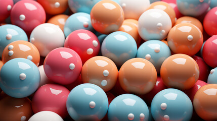 Pastel Elegance: Closeup of Colorful Shiny Balls (Background)