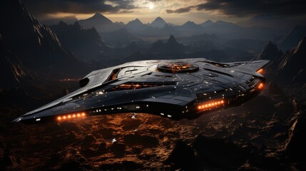 Hyper-realistic depiction of a futuristic starship.