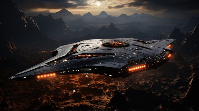 Hyper-realistic depiction of a futuristic starship.