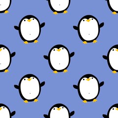Winter animals seamless cartoon penguin pattern for wrapping paper and kids clothes print and Christmas
