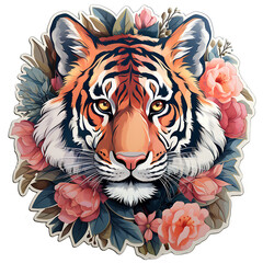 Tiger with a floral sticker