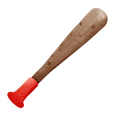 Isolated cute and colorful wood baseball bat in transparent background