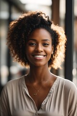 Casual black woman smiling