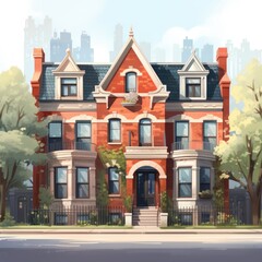 Fototapeta premium Brick row private houses. Residential architecture exterior