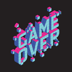 Typographic vector illustration of computer game theme for t shirt graphics