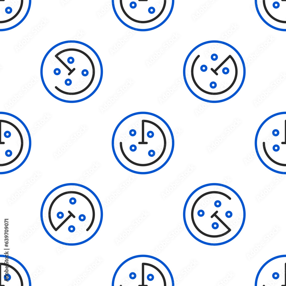 Poster line radar with targets on monitor in searching icon isolated seamless pattern on white background. 