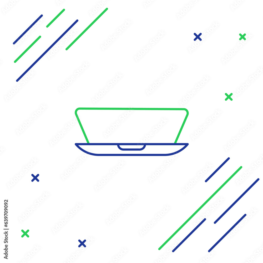 Poster line laptop icon isolated on white background. computer notebook with empty screen sign. colorful ou