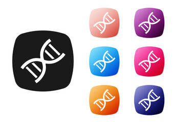 Black DNA symbol icon isolated on white background. Set icons colorful. Vector