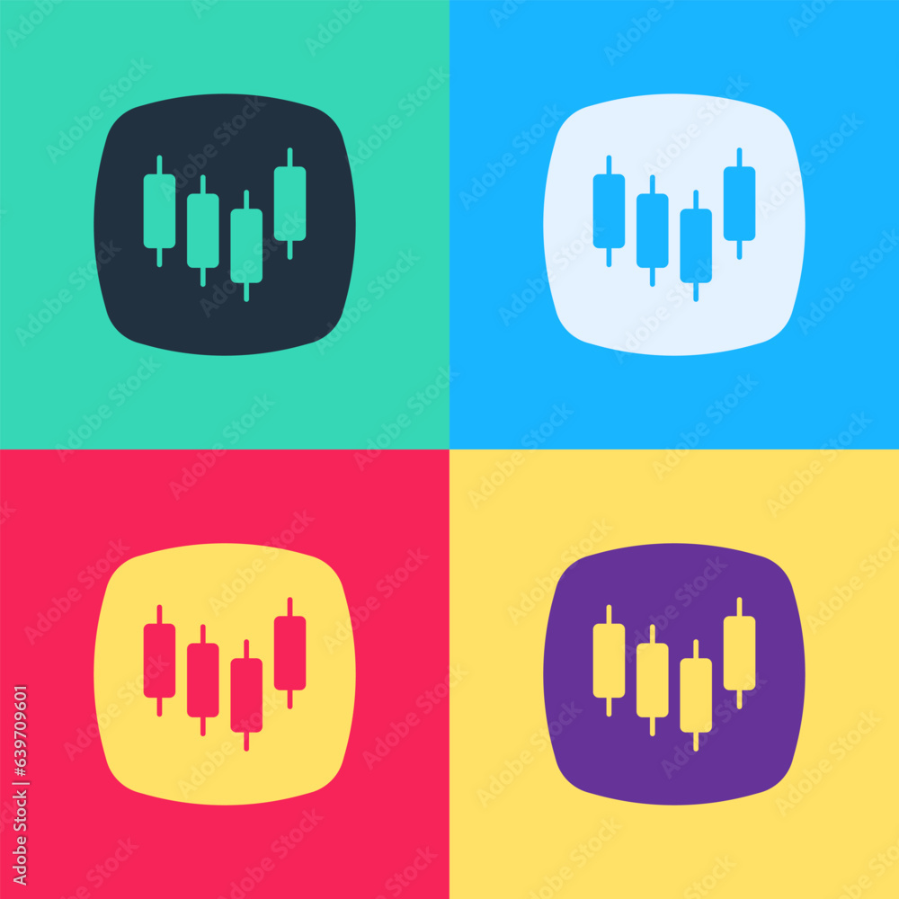 Poster Pop art Browser with stocks market growth graphs and money icon isolated on color background. Monitor with stock charts arrow on screen. Vector