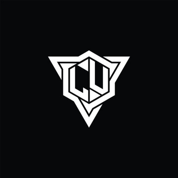 recommend clip art: LU Logo monogram hexagon shape with triangle outline sharp slice style design template