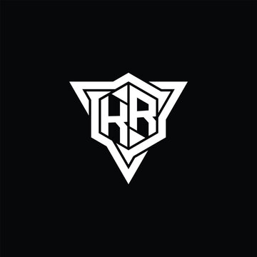 recommend clip art: KR Logo monogram hexagon shape with triangle outline sharp slice style design template