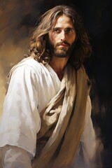 Jesus Christ - a painting of a man in a robe