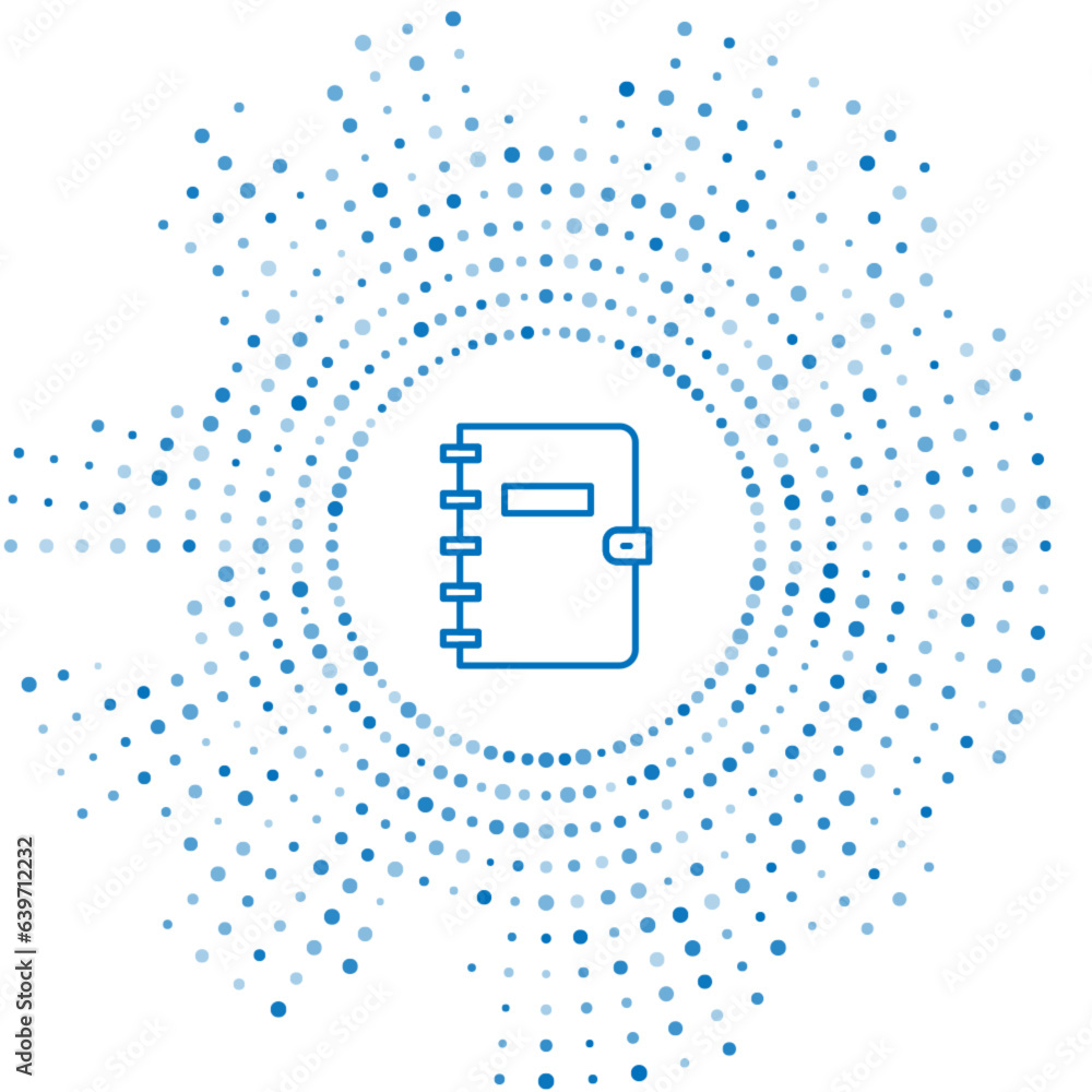 Poster blue line notebook icon isolated on white background. spiral notepad icon. school notebook. writing 
