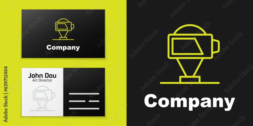 Poster logotype line battery charge level indicator icon isolated on black background. logo design template