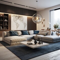 Interior design of modern living room with sofa