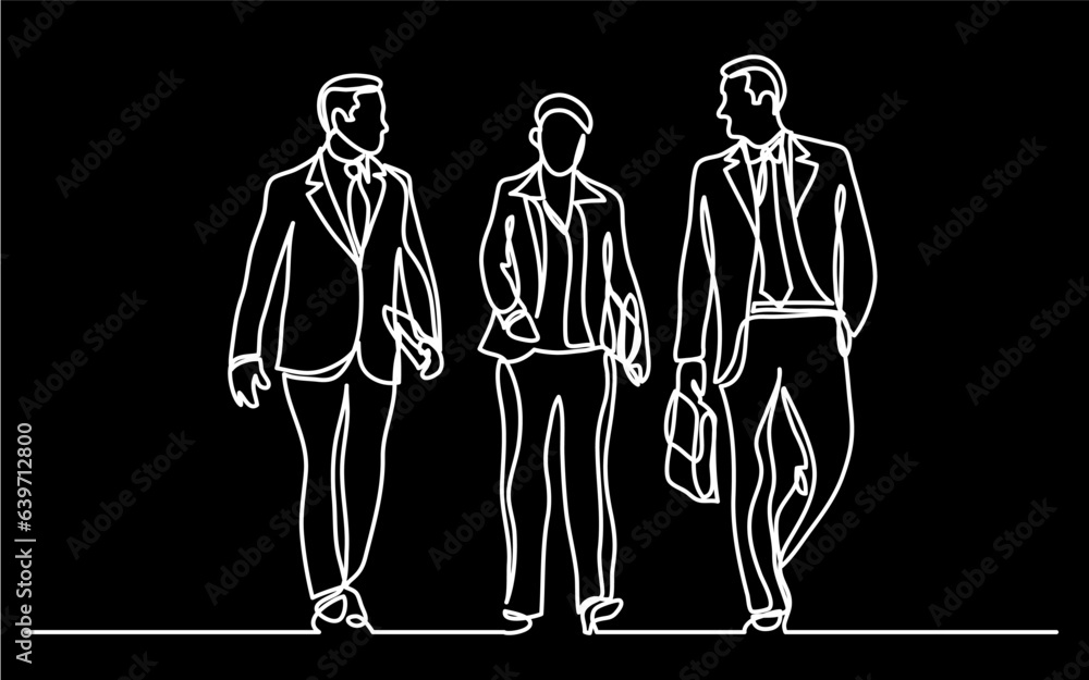 Poster continuous line drawing vector illustration with fully editable stroke of business team as a concept
