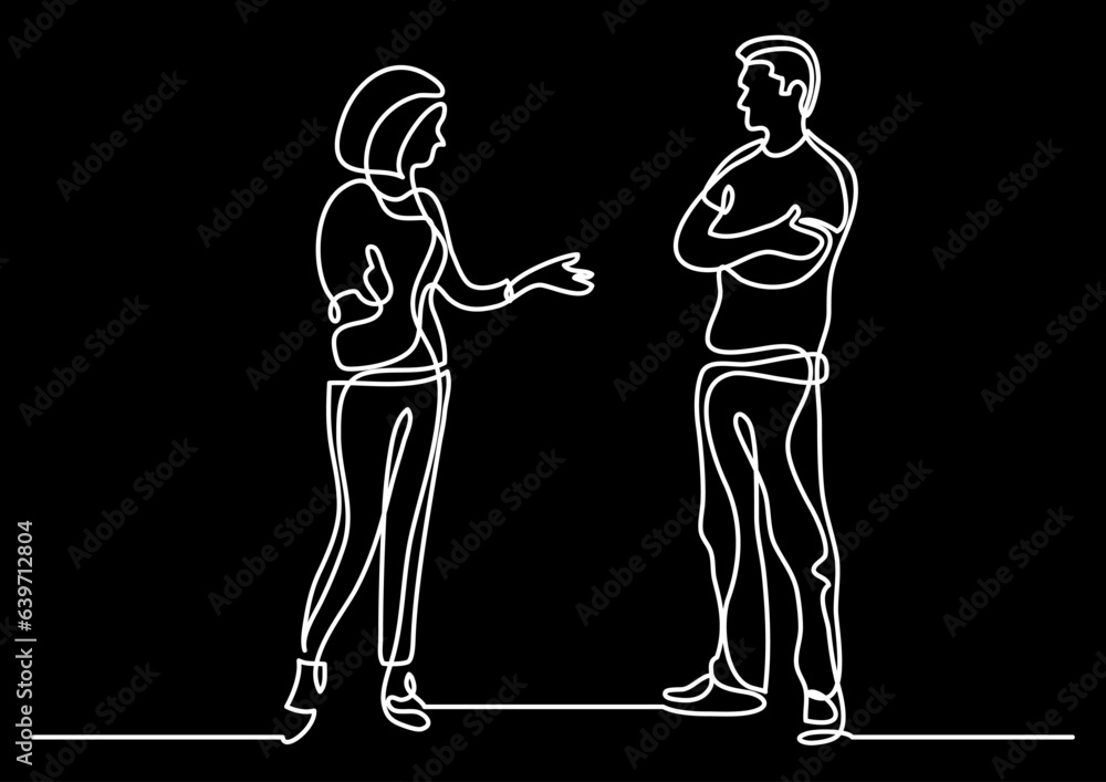 Poster continuous line drawing vector illustration with fully editable stroke of business team as a concept