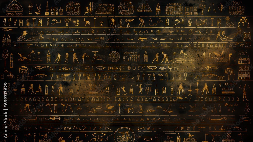 Wall mural ancient egyptian hieroglyphs on ancient background created with generative ai