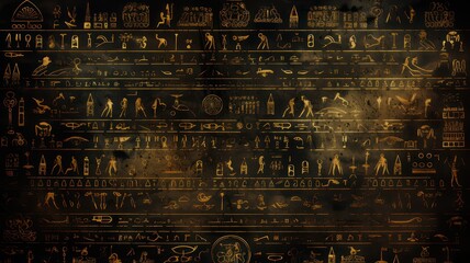 Ancient Egyptian hieroglyphs on ancient background created with Generative AI - obrazy, fototapety, plakaty