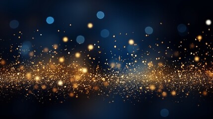 Photo of blurred gold dust particles on a dark background