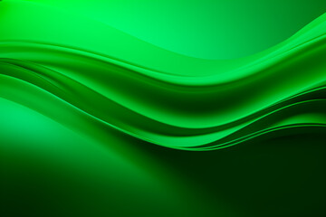 Abstract background of green waves and glow. Paint strokes