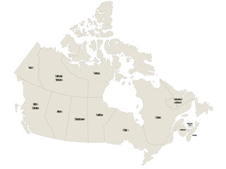 Canada map with all states - vector