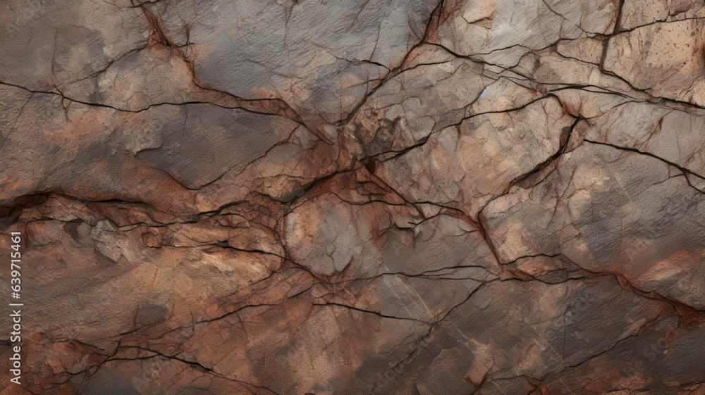 Aufkleber brown rock texture with cracks. rough mountain surface created with generative ai