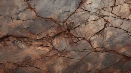 Brown rock texture with cracks. Rough mountain surface created with Generative AI