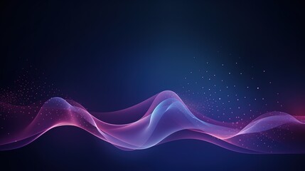 Abstract Digital Waves: A mesmerizing abstract design featuring ethereal waves of glowing pink and blue hues, set against a deep blue background.