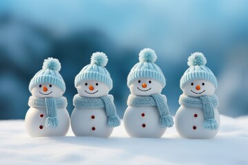 Children Snowmen as a symbol of Christmas and New Year holidays