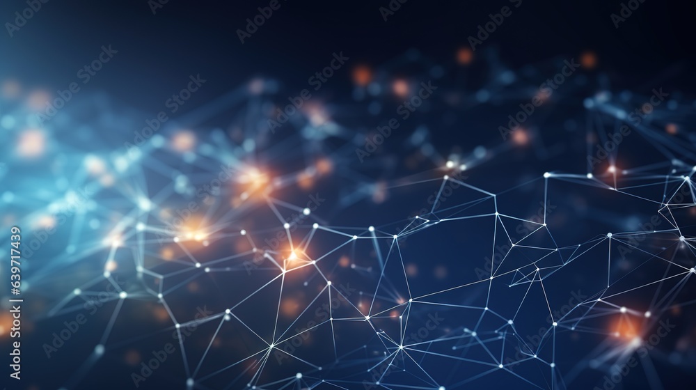 Poster global network connection: abstract digital illustration of a glowing network, showcasing interconne