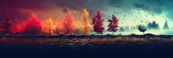 Autumn Abstract Panoramic Banner 15