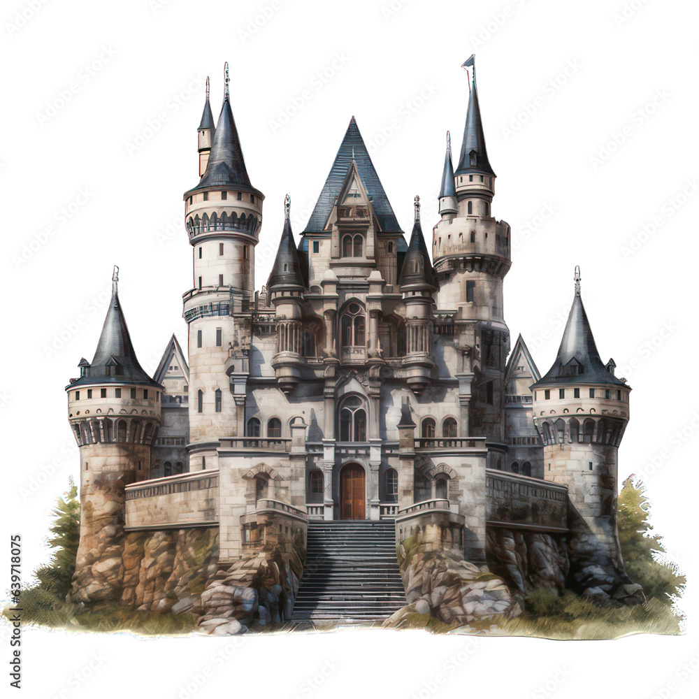 Aufkleber old castle isolated on white created with generative ai
