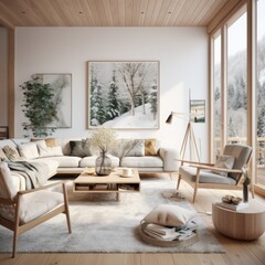 Scandinavian interior design of modern living room