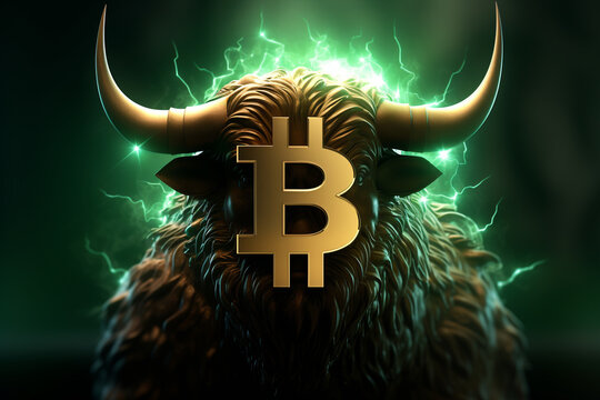 Bulle mit Bitcoin BTC Symbol. Generative Ai.