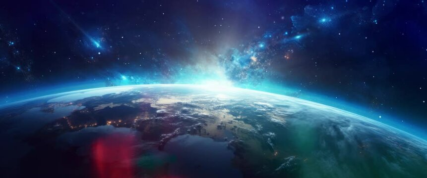 Anamorphic video 3d illustration of the planet Earth from space