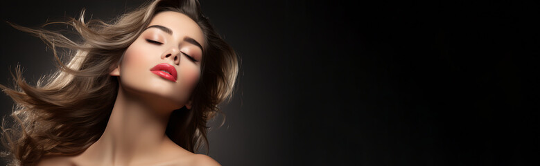 Fototapeta premium A young woman with beautiful hair, generative AI