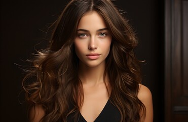 Fototapeta premium A young woman with beautiful hair, generative AI