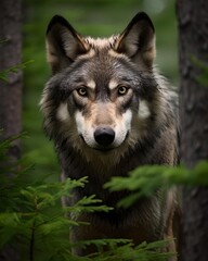 Naklejka na ściany i meble A wolf in the woods