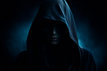 Fototapeta na wymiar Woman in a black hood