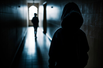 A kid in a black hood