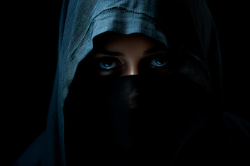 Naklejka premium Woman in a black hood