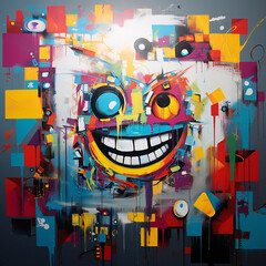 abstract smile. graffiti smile. Cubism. AI generation..