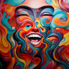 abstract smile. graffiti smile. Cubism. AI generation..