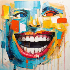 abstract smile. graffiti smile. Cubism. AI generation..