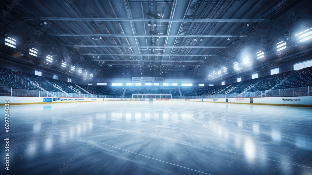 Poster ice hockey arena empty field created with generative ai
